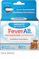FeverAll Acetaminophen 6CT Suppositories (Generic Tylenol)