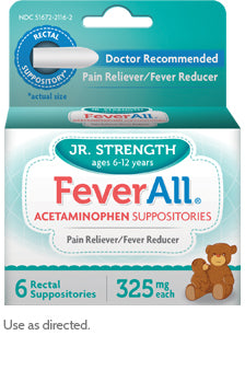 FeverAll Acetaminophen 6CT Suppositories (Generic Tylenol)